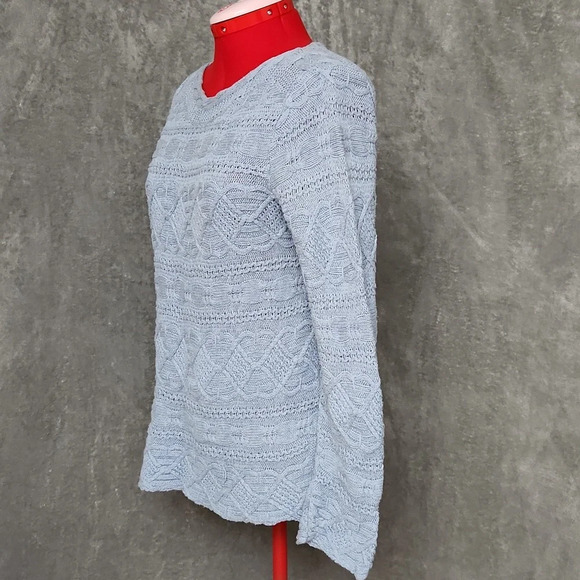 JEANNE PIERRE blue knit sweater size S - Picture 5 of 11